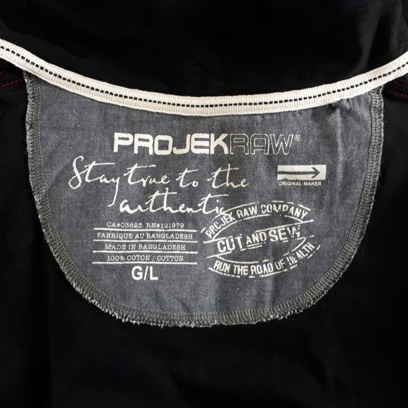 Project Raw Black Long Sleeve Graphic Printed Polo T-Shirt - Picture 14 of 16